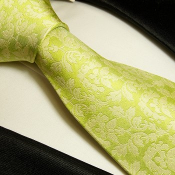 Krawatte grün 100% Seide floral 906