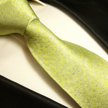 Krawatte grün 100% Seide floral 973