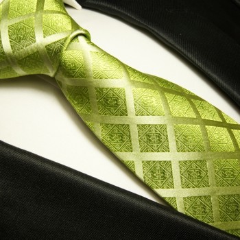 Grün karierte Krawatte 100% Seidenkrawatte ( XL 165cm ) 729