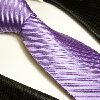Krawatte flieder lila violett 100% Seide gestreift 951