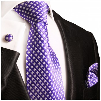 Extra lange Krawatte 165cm - Krawatte lila gepunktet