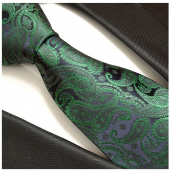 Krawatte grün blau 100% Seide paisley barock 510