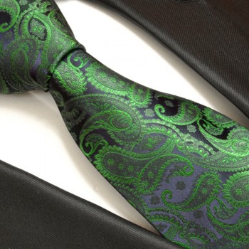 Grüne paisley Krawatte 100% Seidenkrawatte ( XL 165cm ) 510