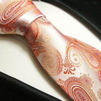 Extra lange Krawatte 165cm - Krawatte koralle paisley