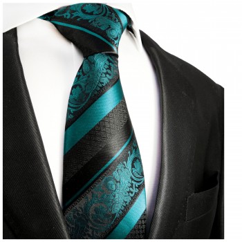 Extra lange Krawatte 165cm - Krawatte blau barock gestreift