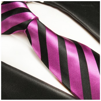 Paul Malone XL Krawatte 165cm pink schwarze Seidenkrawatte 381