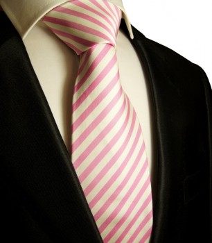 Pinke Krawatte weiß gestreift Seide