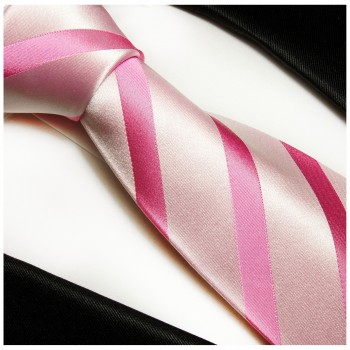 Krawatte pink rosa 100% Seide gestreift 92