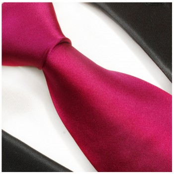 Krawatte pink himbeer 100% Seide uni satin 942