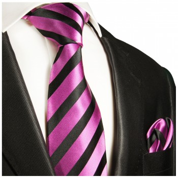 Extra lange Krawatte 165cm - Krawatte pink schwarz gestreift