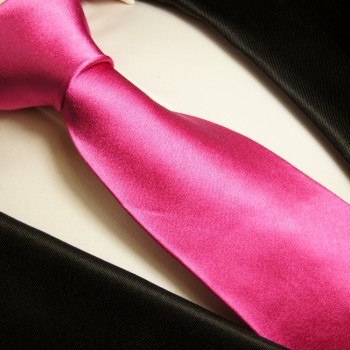 Krawatte pink rosa 100% Seide uni satin 975