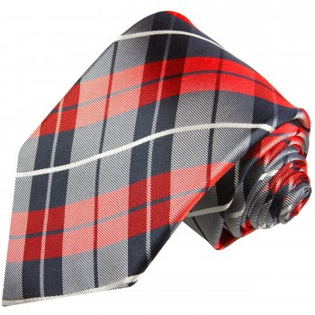 Extra lange Krawatte 165cm - Krawatte rot blau Schottenmuster