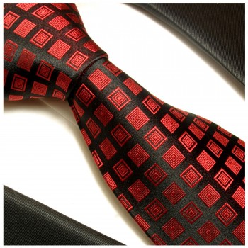 Paul Malone XL Krawatte 165cm rot karierte Seidenkrawatte 764