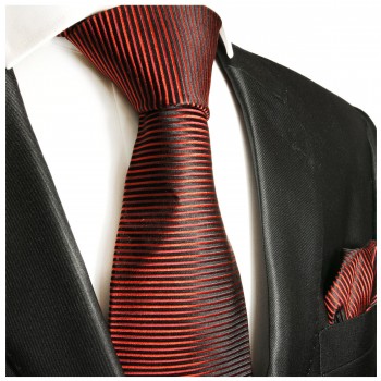 Extra lange Krawatte 165cm - Krawatte rot schwarz gestreift