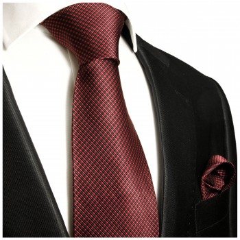 Krawatte rot schwarz gepunktet Seide mit Einstecktuch