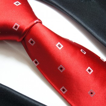 Krawatte rot 100% Seide kleine Karos 721