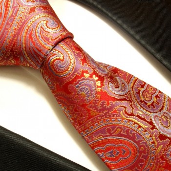 Red tie 100% silk mens tie gold blue paisley necktie 696