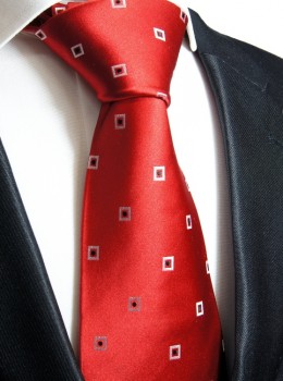 rote Krawatte Seide klein kariert