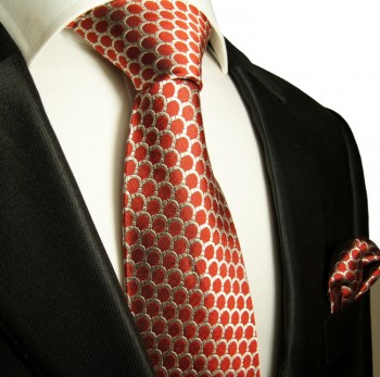 Rote Krawatten Set 2tlg Seidenkrawatte rot + Einstecktuch 300