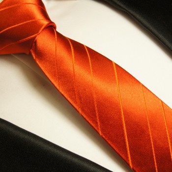 Schmale Krawatte 6cm orange 100% Seidenkrawatte von Paul Malone 6S