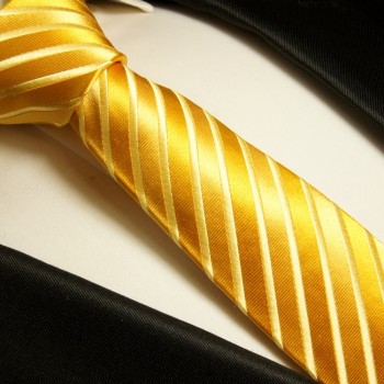 Schmale Krawatte 6cm gold 100% Seidenkrawatte von Paul Malone 8S