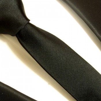 Schmale Krawatte 6cm schwarz 100% Seidenkrawatte von Paul Malone 7S