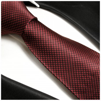 Paul Malone XL Krawatte 165cm rot schwarze Seidenkrawatte 450