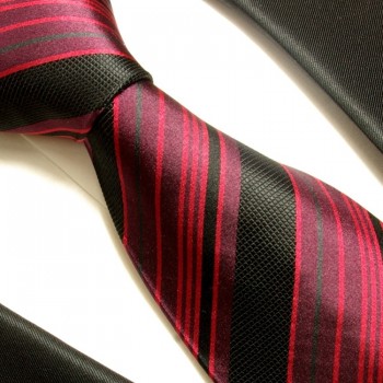 Krawatte rot schwarz 100% Seide gestreift 515