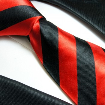 Krawatte rot schwarz 100% Seide gestreift 719