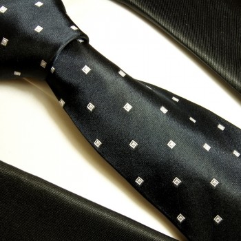 Krawatte schwarz 100% Seide gepunktet 523
