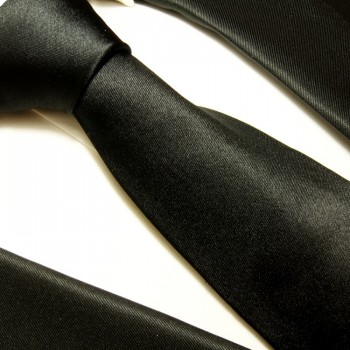 Krawatte schwarz uni 100% Seide einfarbig satin 952