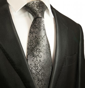Extra lange Krawatte 165cm - Krawatte silber grau barock