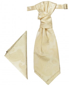 Creme Plastron mit Einstecktuch paisley | Hochzeitskrawatte | Ascot Hochzeit Krawatte