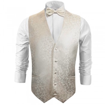 New Men's Vesuvio Napoli Paisley Tuxedo Vest Waistcoat only prom party Ivory 