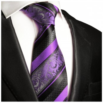 Extra lange Krawatte 165cm - lila barock gestreift