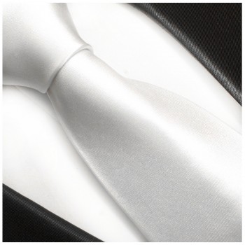 Krawatte weiß uni 100% Seide einfarbig satin 842