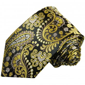 Extra lange Krawatte 165cm - Krawatte schwarz gelb paisley