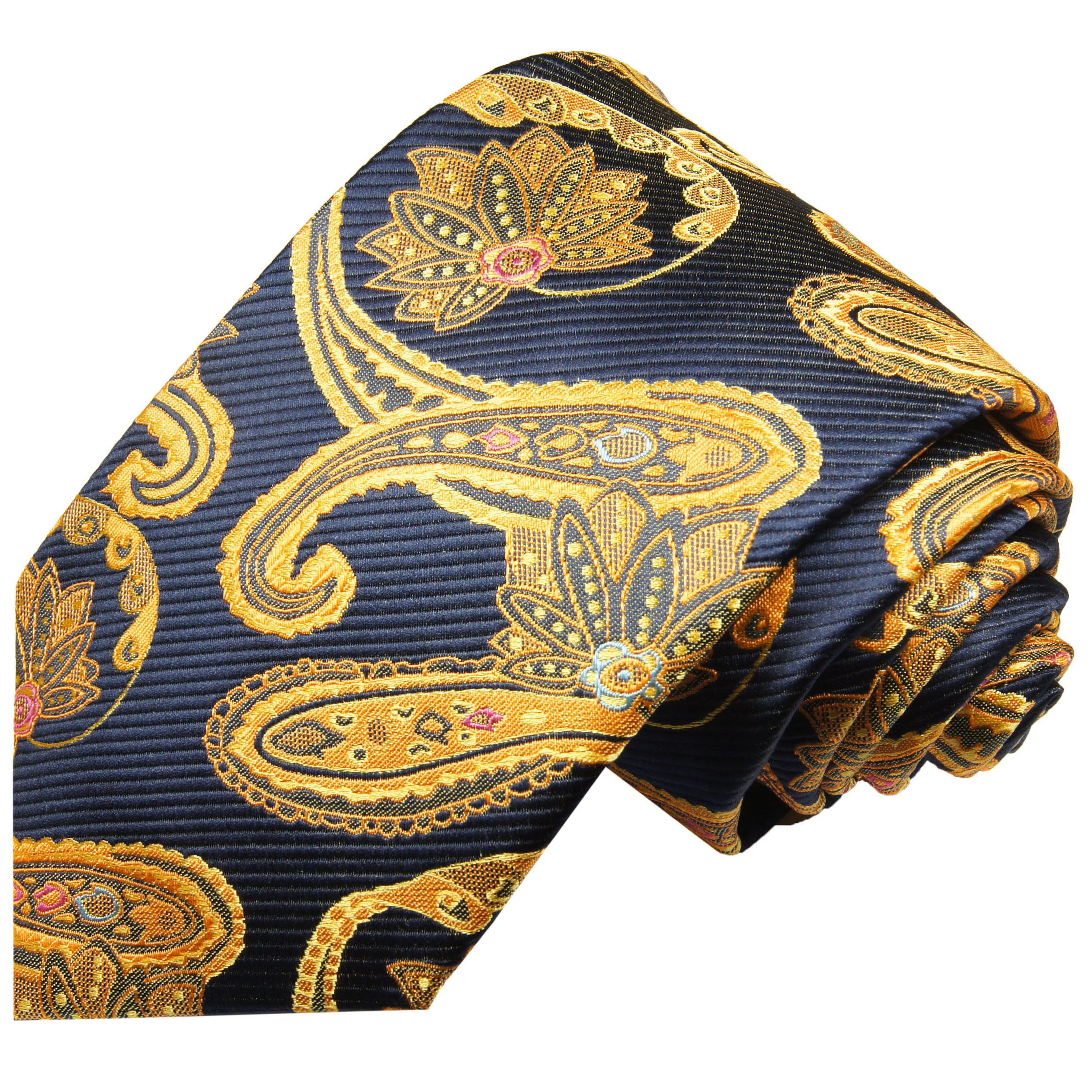 Blue gold XL necktie (165cm) 100% SILK 2025 - Paul Malone Shop