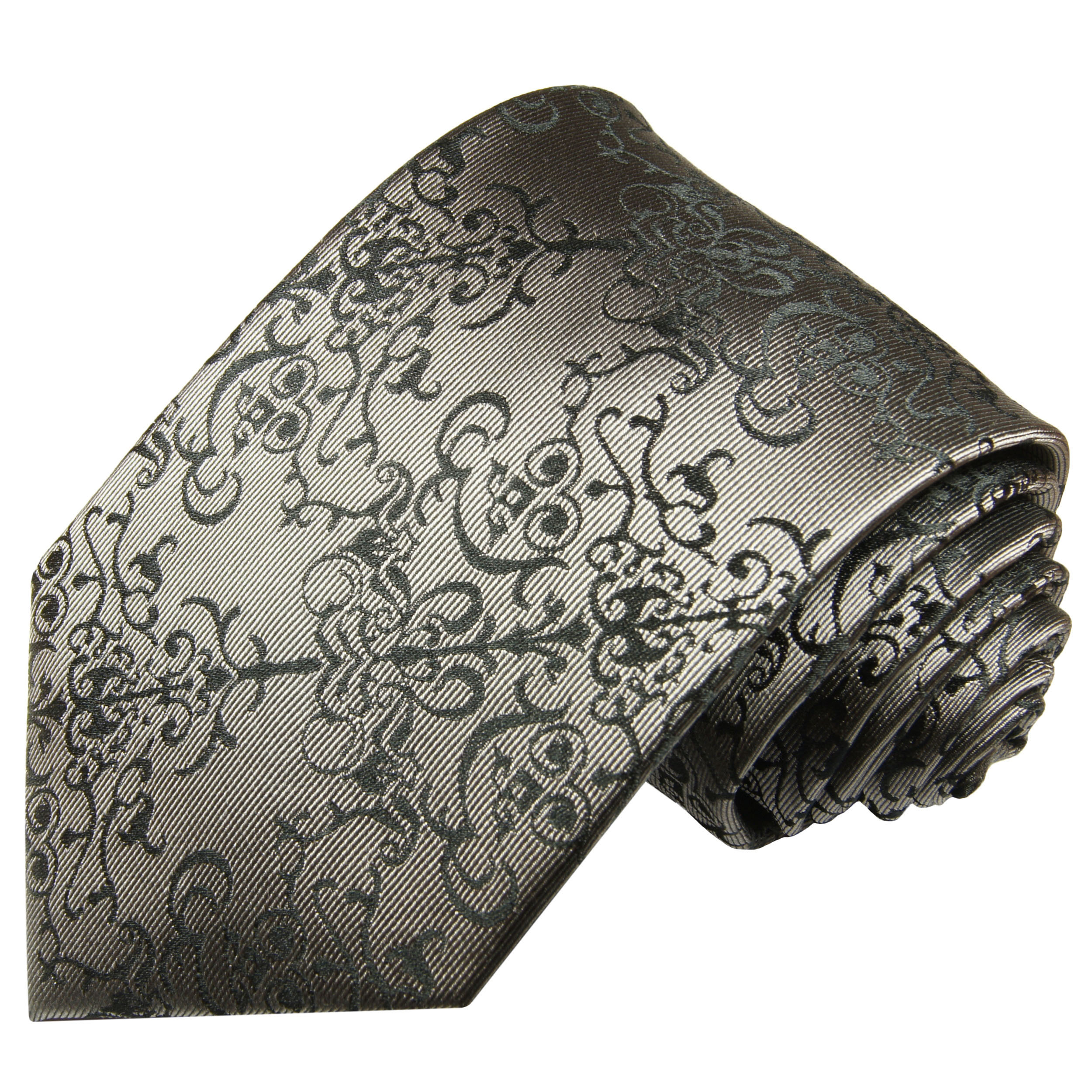 Silber schwarz Krawatte 100% ( 165cm Paul Shop Malone 2051 - Seidenkrawatte ) XL