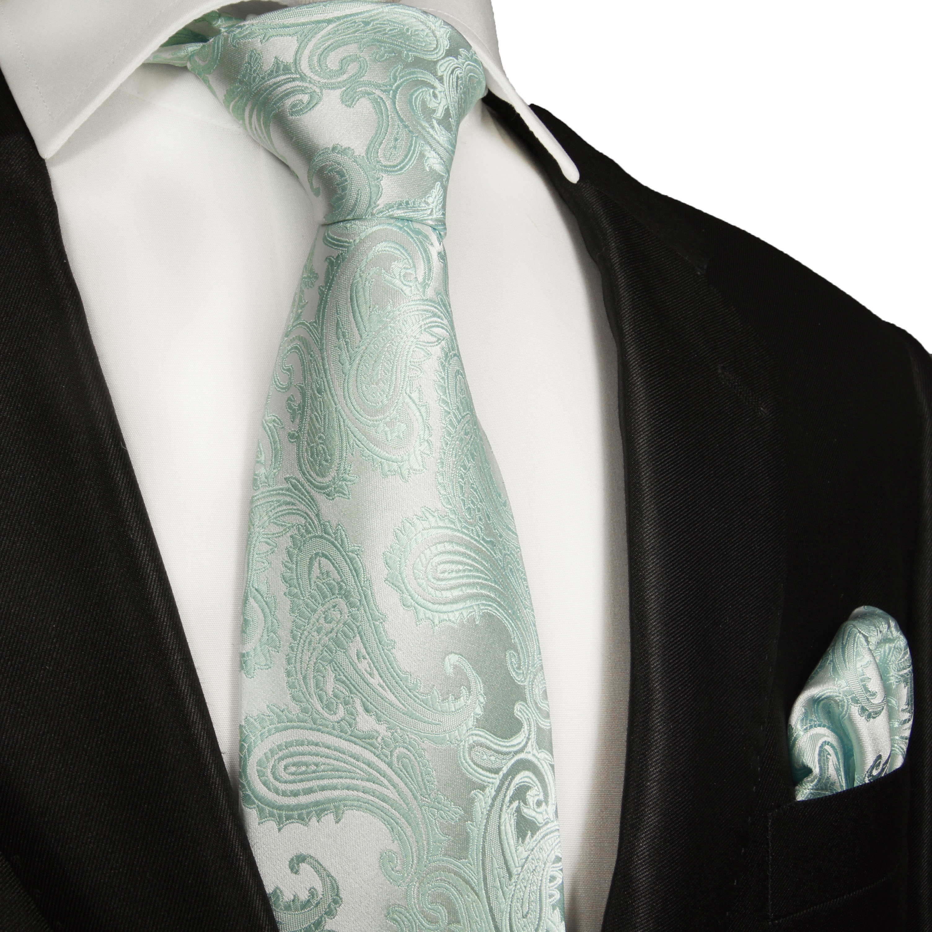 Lorenzo Cana petrol Seidenkrawatte mit Tuch 8442701 Set aus 100% Seide Tuerkise Krawatte mit Einstecktuch Paisley