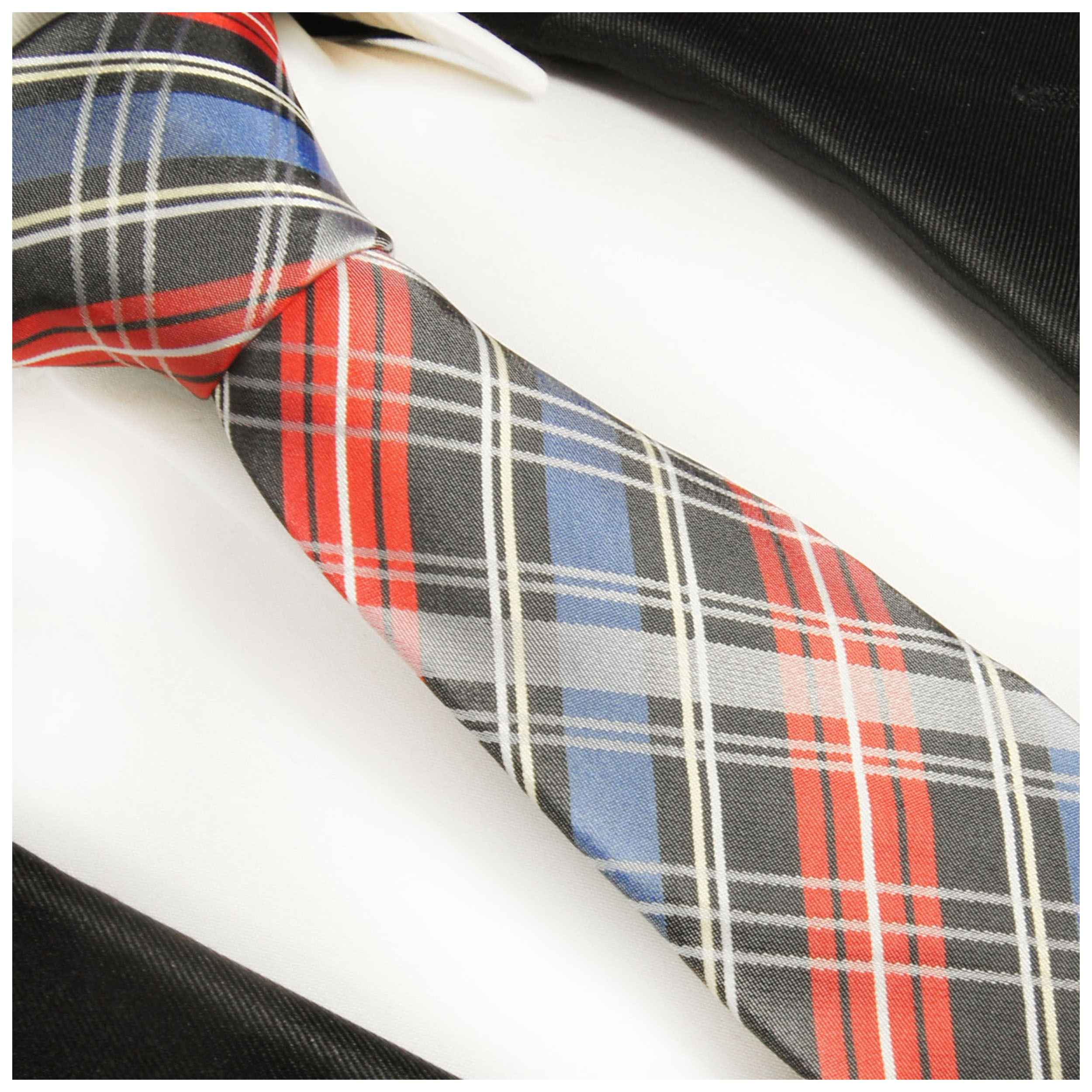 NEW> Royal TARTAN Red/Green Polyester Mens Skinny Tie & Hanky Set-2.5"=6cm Width 