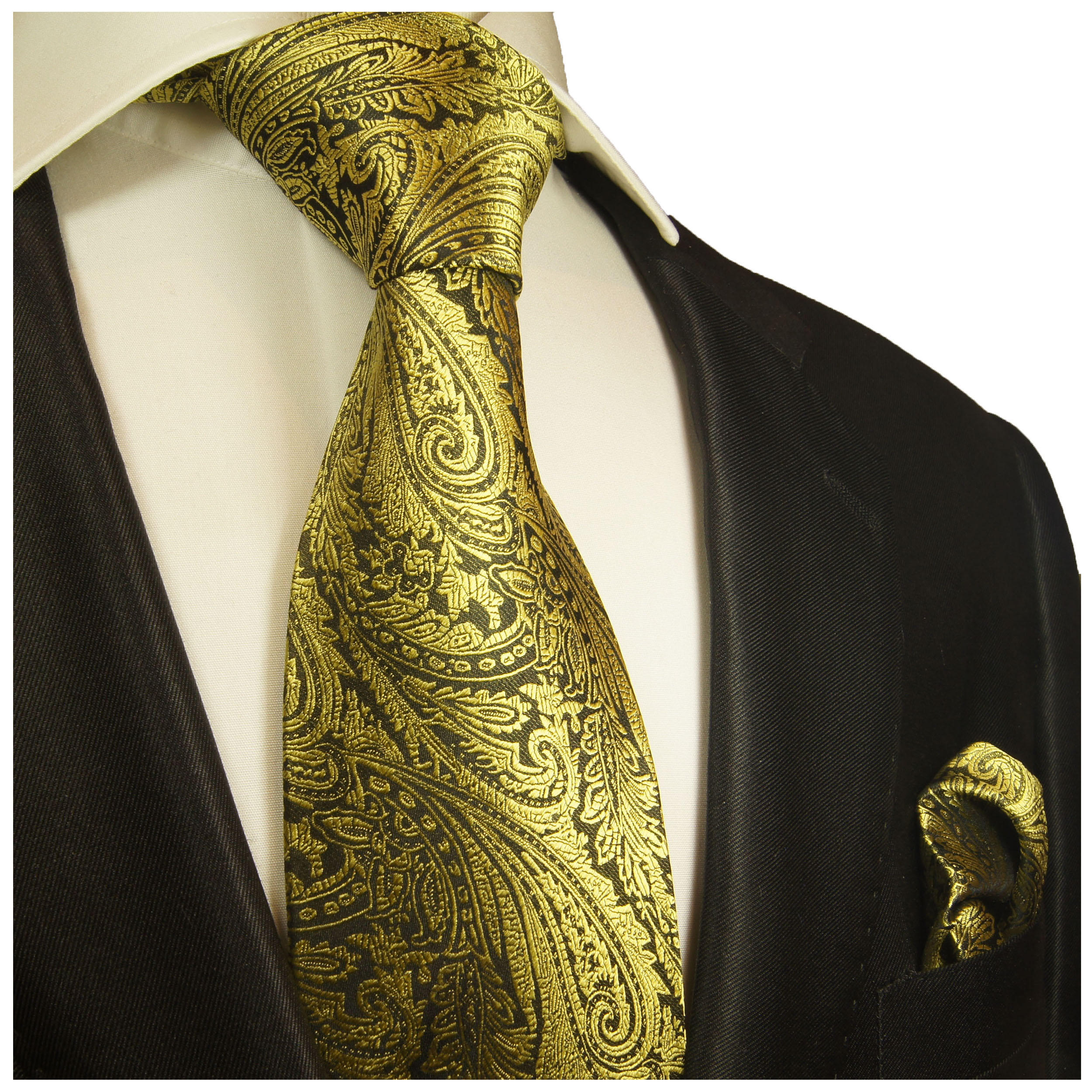 Gold tie black floral 358 | ORDER NOW - Paul Malone Shop