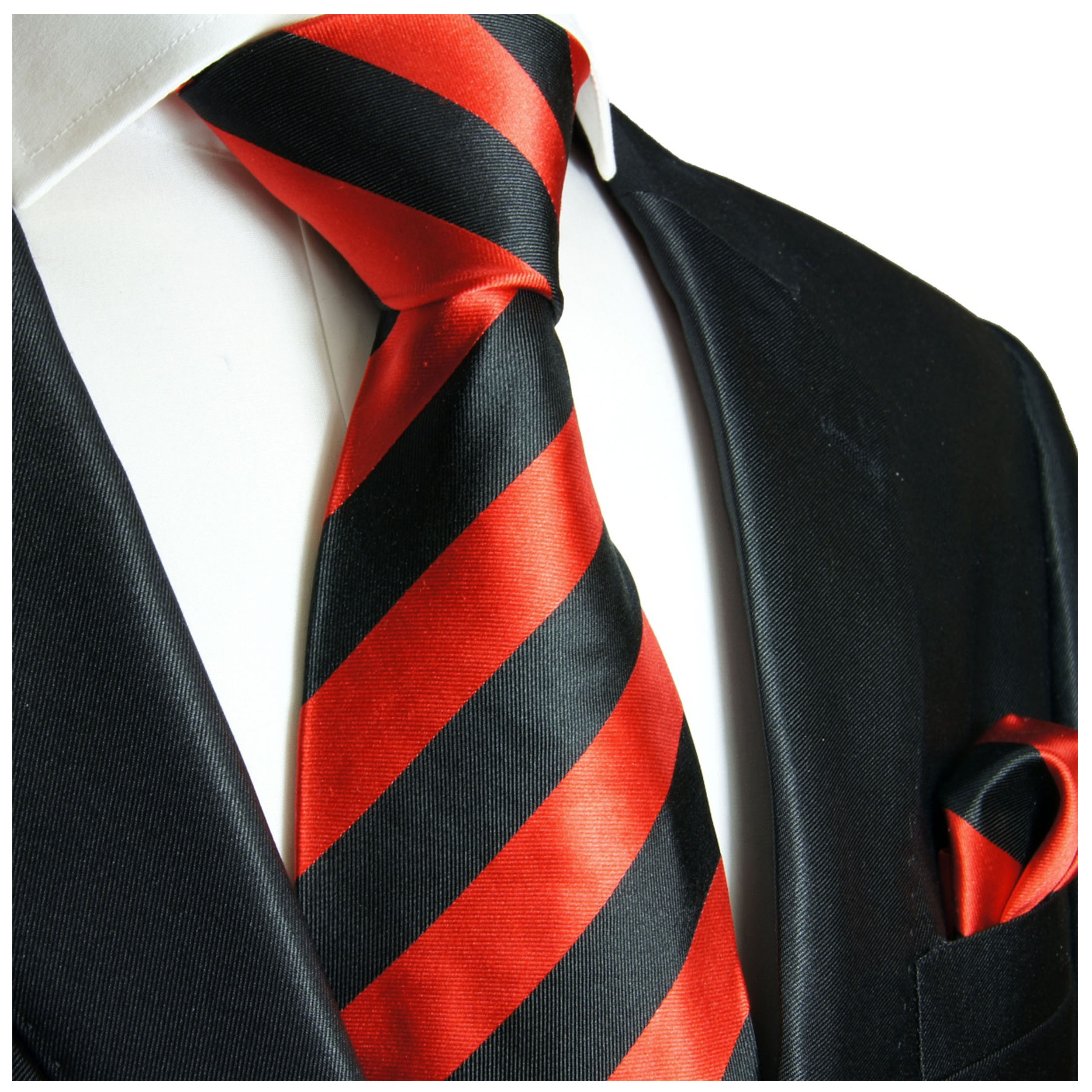 Red black necktie XL TIE 100% SILK by Paul Malone 719 - Paul Malone Shop