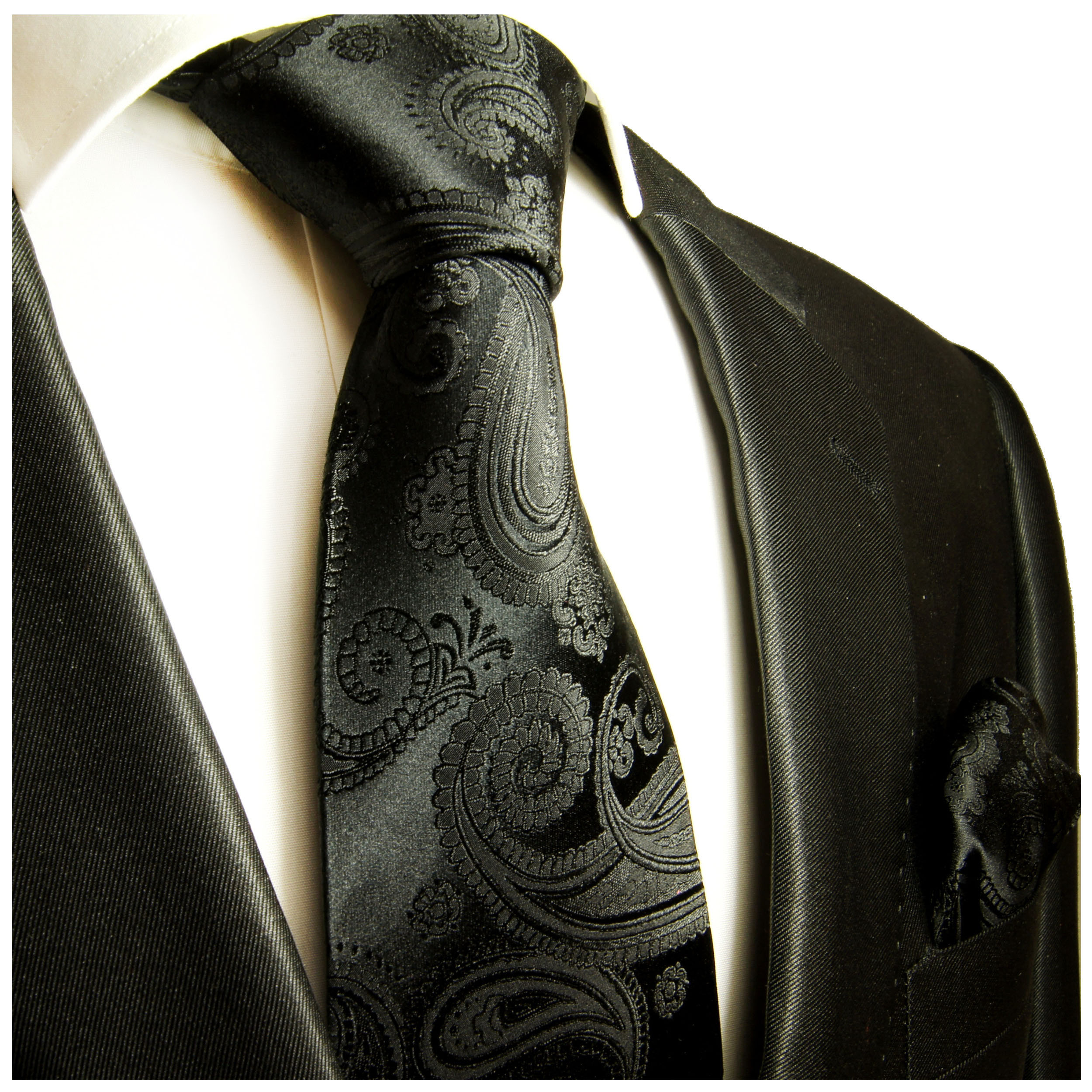 Krawatte schwarz uni paisley 815 - HIER KLICKEN - Paul Malone Shop