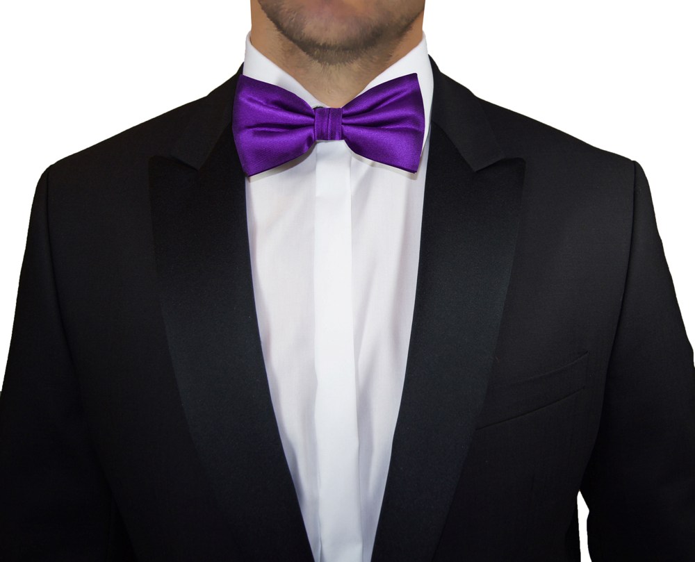 New Brand Q Men's Single Pleat Pre-tied Bowtie solide formelle Prom violet 