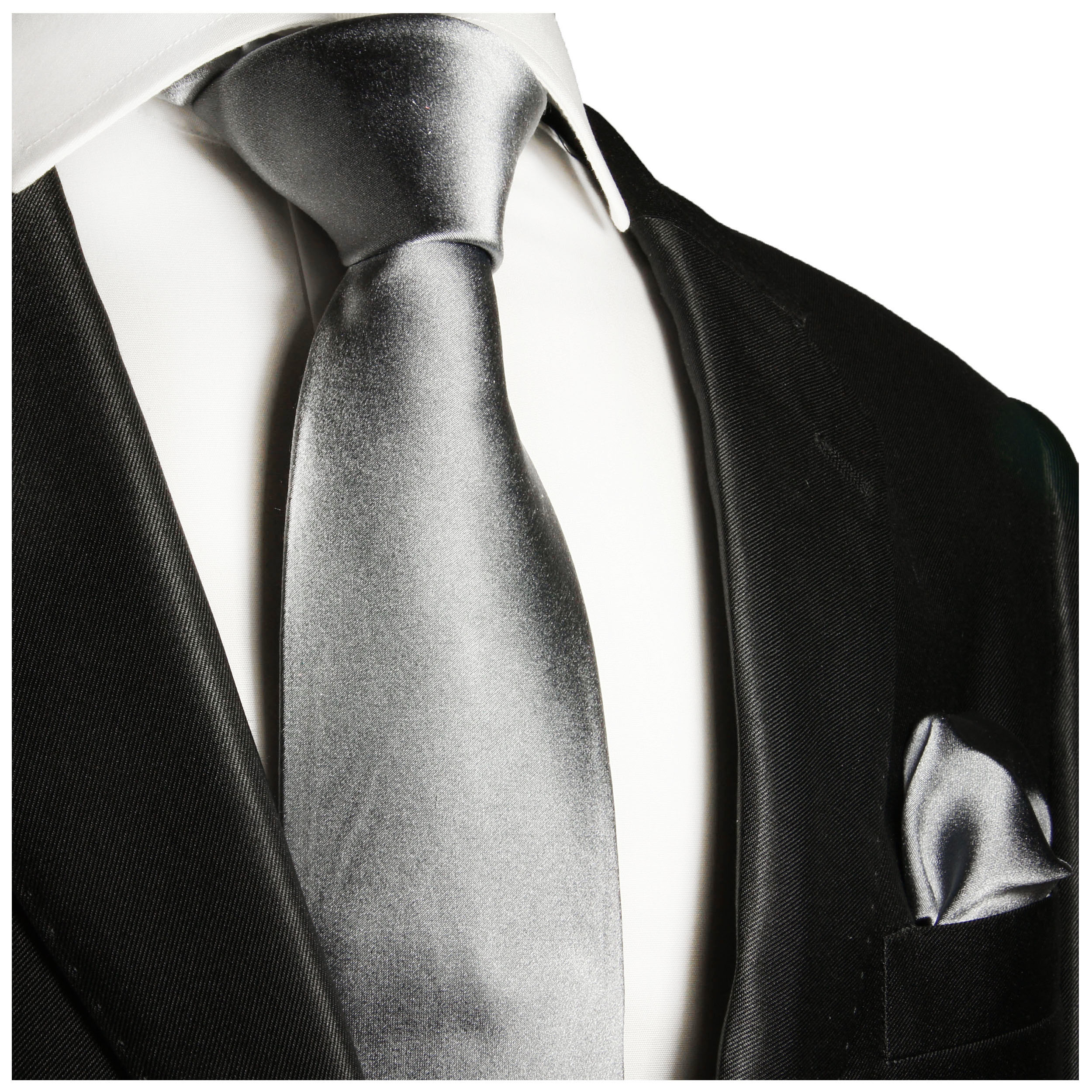 Krawatte silber grau uni satin | JETZT BESTELLEN - Paul Malone Shop