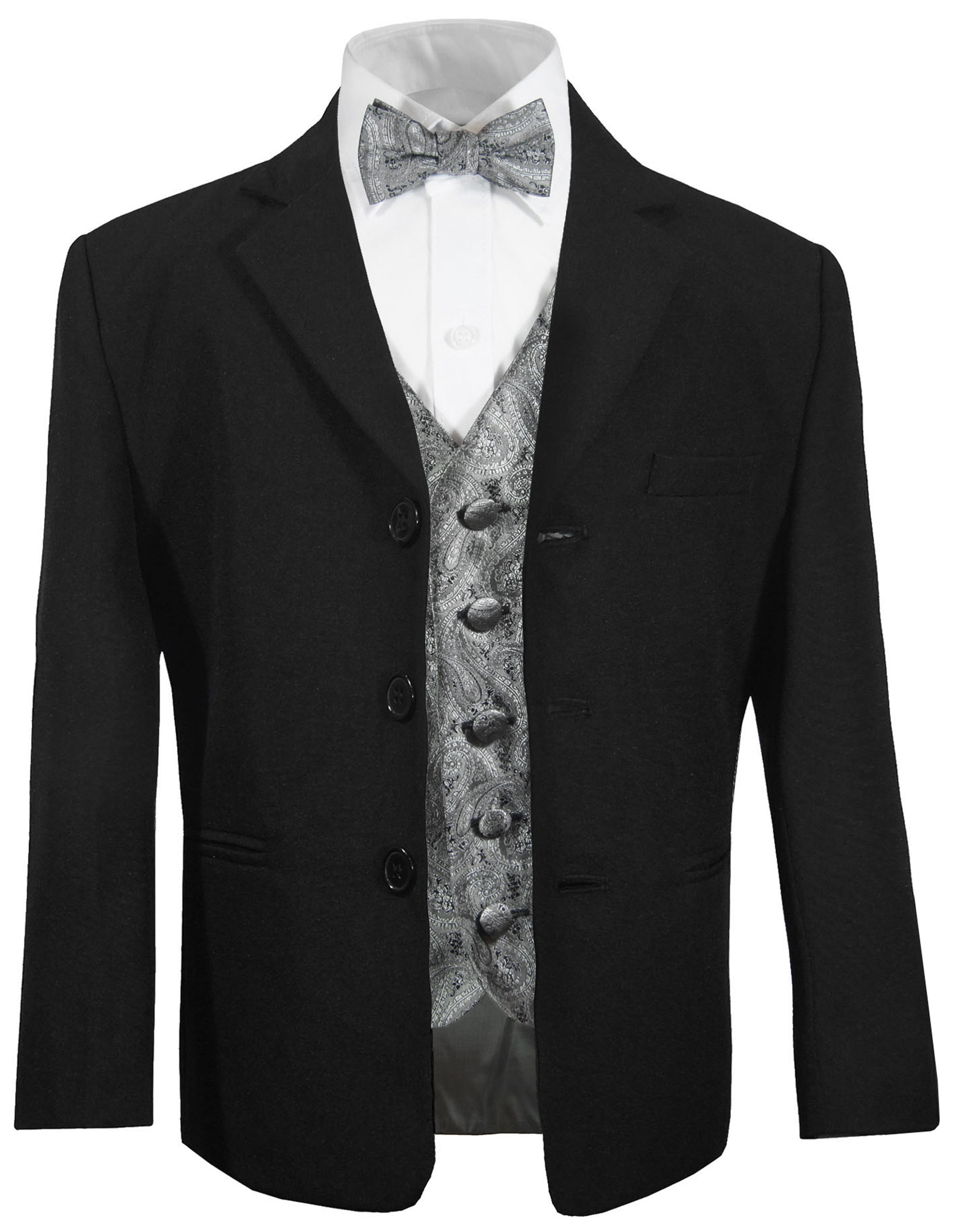 D1 Baby & BOY Formal Holiday Party Tuxedo Suit w/ Vest bow tie Black S-XL 2-20 