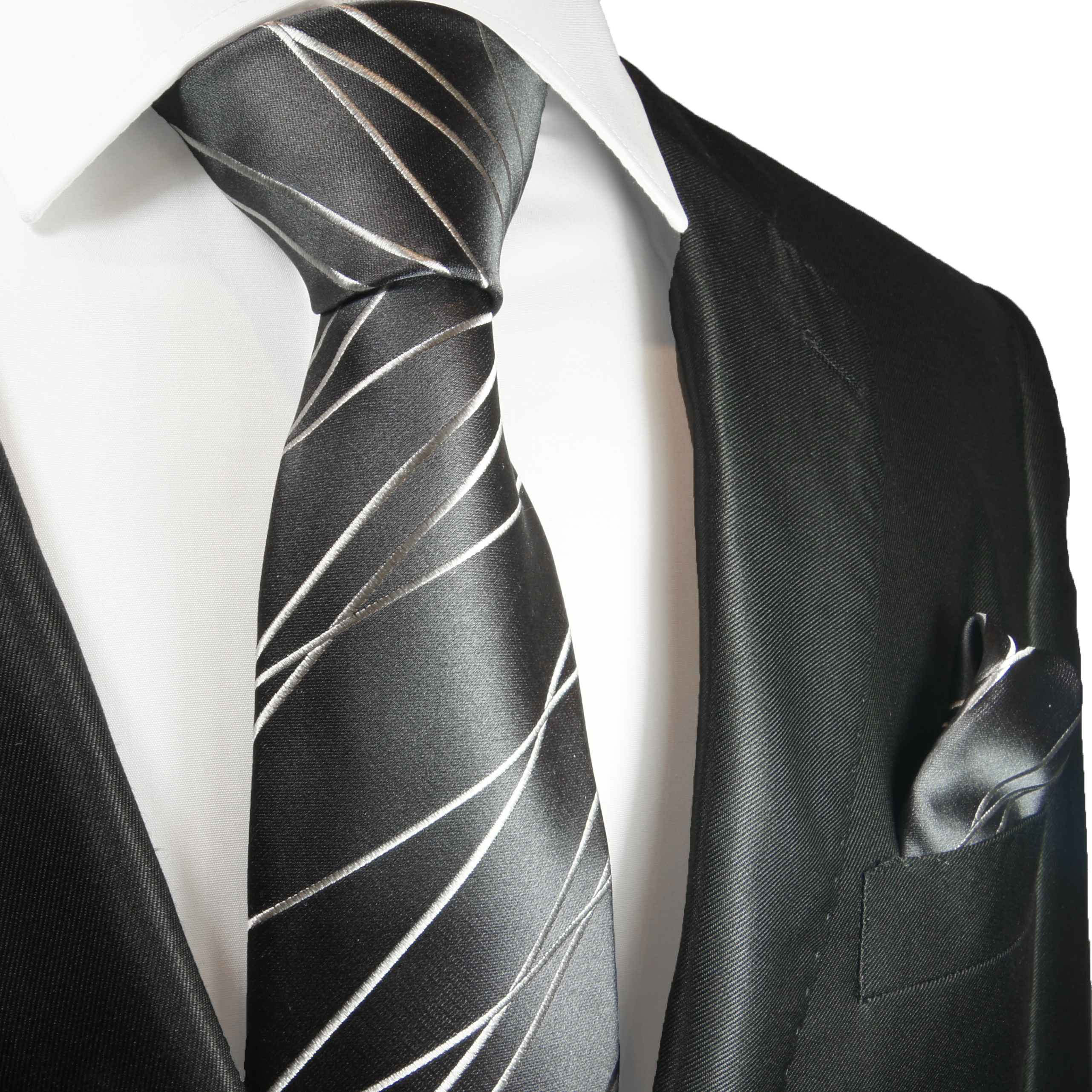 Krawatte anthrazit silber gestreift | HIER KLICKEN - Paul Malone Shop
