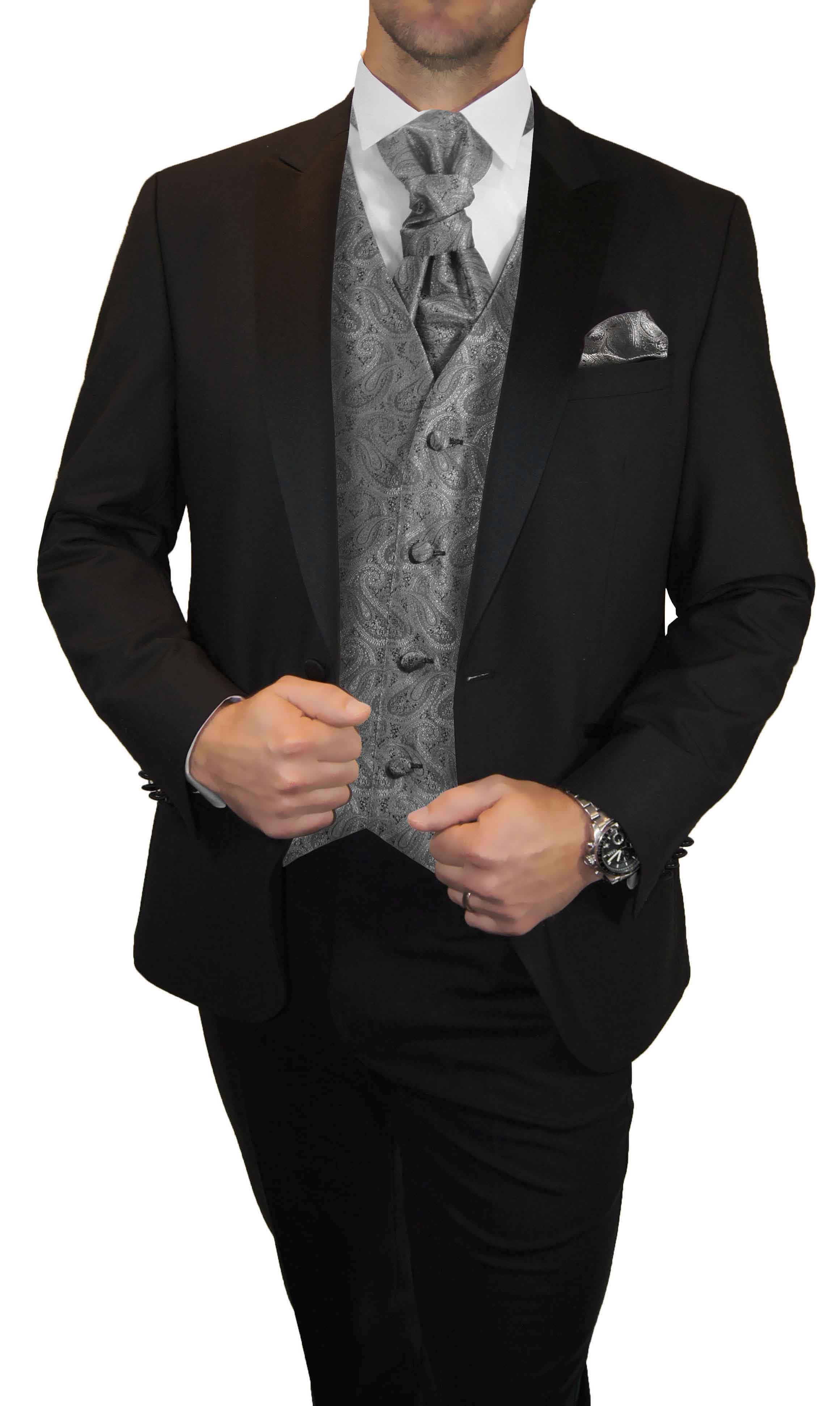 Paul Malone Kinderanzug Jungen schwarz 5tlg Hochzeit Anzug mit Weste grau silber 