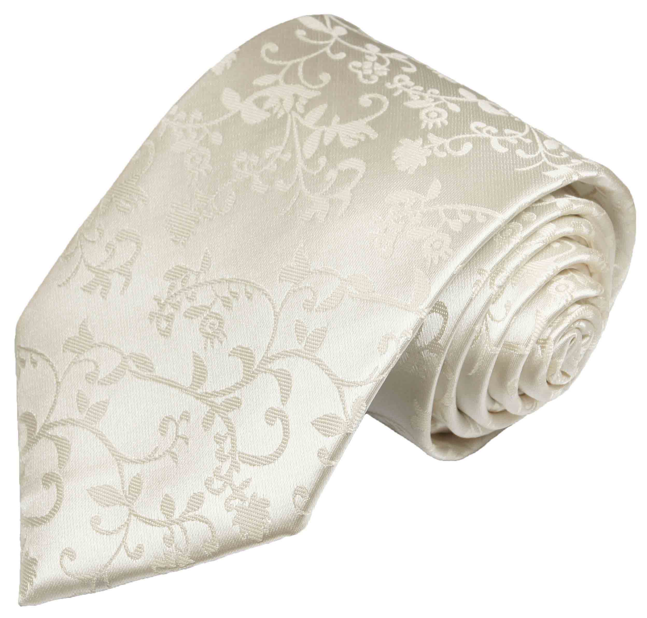 Paul Malone tie ivory floral necktie v41 - Paul Malone Shop